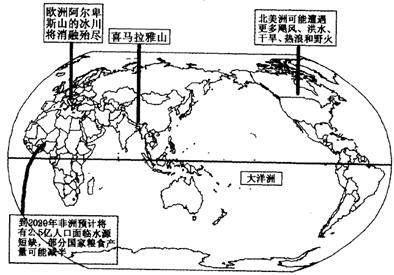 【题文】图为"可怕的全球变暖示意图" ,读图回答.