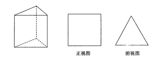 如图,直三棱柱的侧棱长和底面边长均为2,正视图和俯视图如图所示,则
