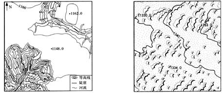 【题文】读典型地貌等高线图,回答下列各题.