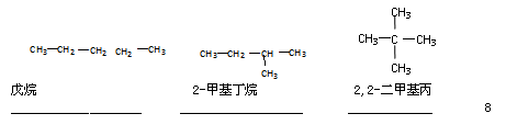 戊烷的所有同分异构体的结构简式并用系统命名法命名: , 其一氯代物的