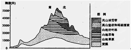 【题文】该图为某山峰植被垂直带谱,读图回答问题.