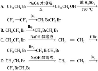 【题文】从溴乙烷制取1,2-二溴乙烷,下列转化方案中最好的是(  )