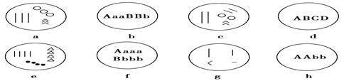 【题文】从下图a～h所示的细胞图中,说明它们各含有几个染色体组