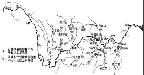 【解析】 (1)根据长江水系图判断:a为乌江,b为汉江,c为赣江.