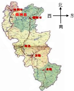 株洲县位于茶陵的南偏东约40°的方向上 d.图片