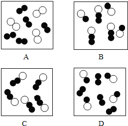 如图中"○"和"●"分别表示两种核电荷数的原子,其中属于由两种化合物