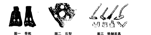 解析 试题分析:图一的骨耜是用偶蹄类动物的肩肿骨制成的,是河姆渡人