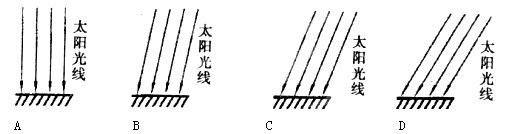 【题文】读下面四地太阳光照图,判断太阳辐射最强的是
