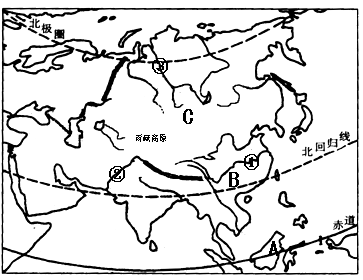 【题文】读亚洲部分图,回答问题,探索规律.(13分)