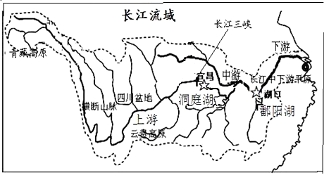 【题文】读"长江流域示意图",完成下列各题:(8分)