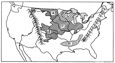 读美国部分地区轮廓图,回答问题1.图中a、b、