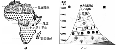 读非洲和乞力马扎罗山自然带分布图,回答问题.