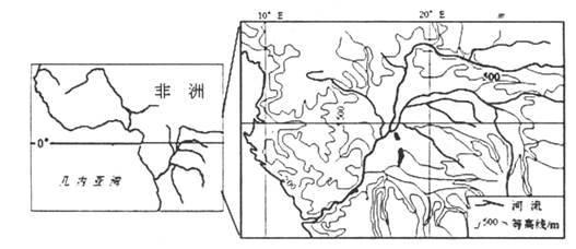 【题文】读非洲刚果河流域图,完成下列各题.(10分)