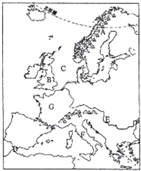 读欧洲西部山河分布示意图回答下列问题: ⑴