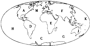 读右面的海陆分布图,完成各要求
