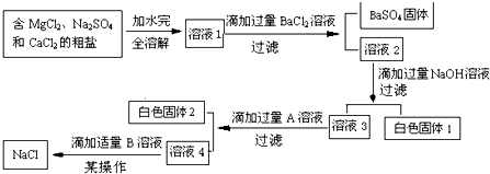 如图是粗盐除杂提纯得到较纯净的氯化钠固体的过程.