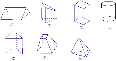 其余各面都是四边形,"的几何体有: ①③⑤,只有它们是棱柱, 共三个