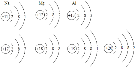 如图为钠,镁,铝三种常见金属的原子结构示意图,小明在