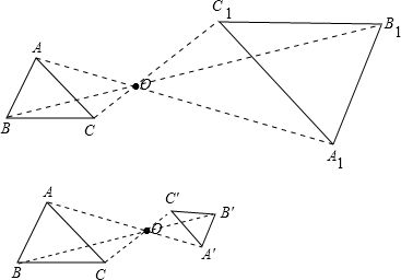 如图,以点o为位似中心,位似比为2,画出△abc的位似△a