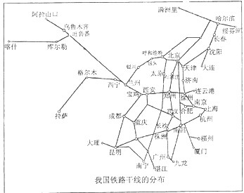 读图"我国铁路分布图",回答下列问题