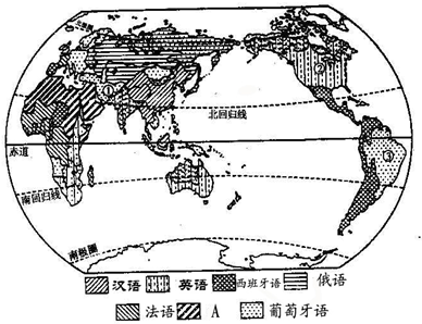 读下面"世界语言分布图"回答