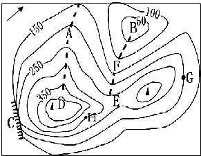 读等高线地形图,回答.