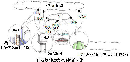 如图表示的是化石燃料燃烧对环境造成的污染.