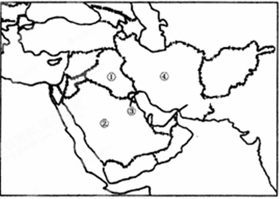 读"西亚和北非地区"示意图,回答问题:(14分,每空1分)