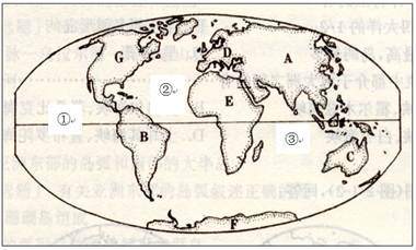 读"世界大洲和大陆分布图",完成下列要求(每格1分共10分) 七大洲为: a