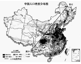 我国人口的分界线是从黑龙江省的______到云南省的______一线.