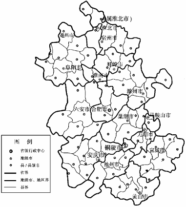 读"安徽省的市县分布图",回答下列问题.