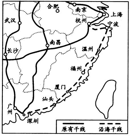 高中地理试题 区域地理环境与人类活动 正在建设杭州到深圳的沿海