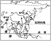 初中地理试题 中国的自然环境 读影响我国的季风示意图,回答下.