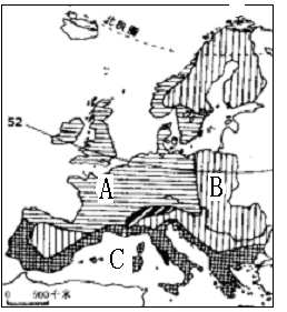 读欧洲西部气候分布图,完成下列各题