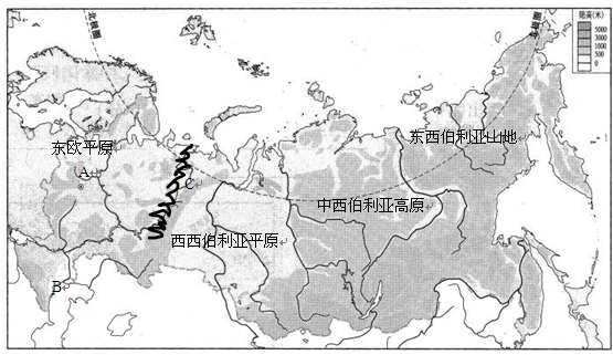 读"俄罗斯和美国本土"图完成下列问题(12分)