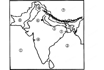 阅读南亚地区图,完成下列问题(每空1分,共12分).