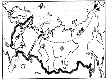 读俄罗斯城市,河流,地形分布略图,回答问题(13分)