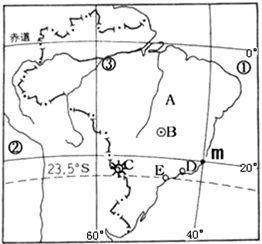 读巴西轮廓示意图.回答下列问题.