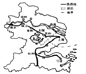 读"长江三角洲地区简图",回答17～19题.