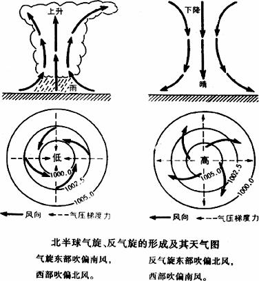 对低压(气旋)的表述不正确的是