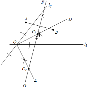 初中数学试题 尺规作图 有公路l1同侧,l2异侧的两个.