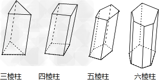 已知三棱柱有5个面6个顶点9条棱,四棱柱有6个面8个顶点12条棱,五棱柱