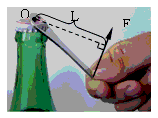 如图所示,用起子开瓶盖,o点为杠杆的支点,请画出力f的