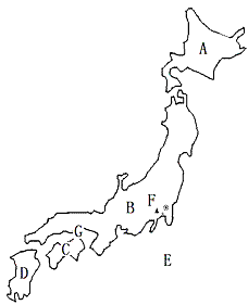 读日本图,回答下列问题: (1)填出图中字母代表的地理a