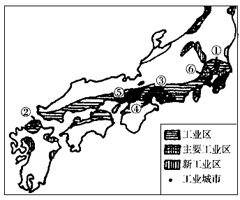 读"日本主要工业区分布图",回答下列问题