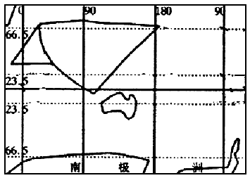 请你在相应的位置上画出所缺的大洲轮廓,使之成为一幅完整的世界海陆