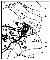 铁路,d是_________铁路(2)上海的地形特点是