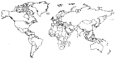 "填图. 在世界政区空白图上填绘下列内容:.