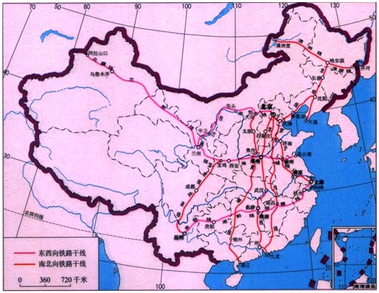 (1)京沪线的起止点是_______和_______,它与陇海线交汇处的名称是