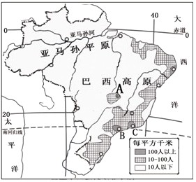 根据材料及"巴西人口,城市分布图",完成下列要求